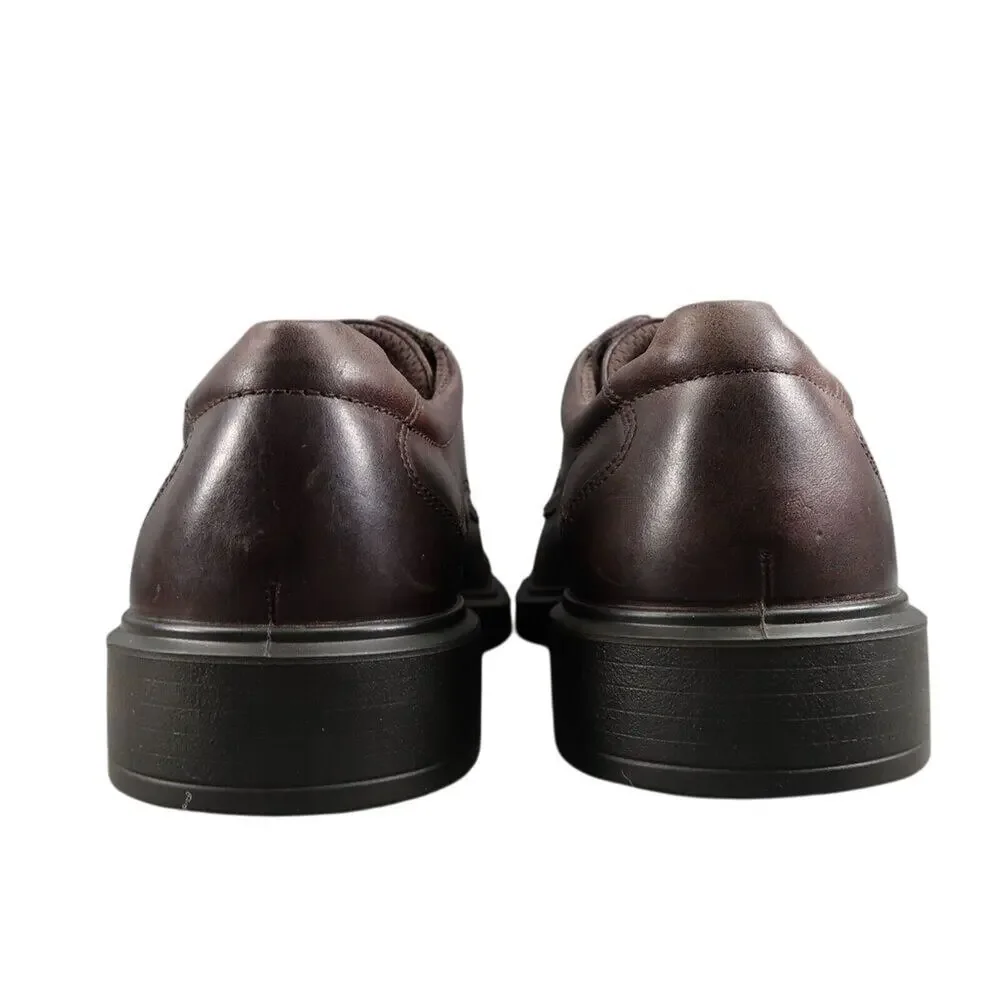 Ecco Shoes Mens 45 Oxford Derby Helsinki Leather Classic Comfort Business Brown